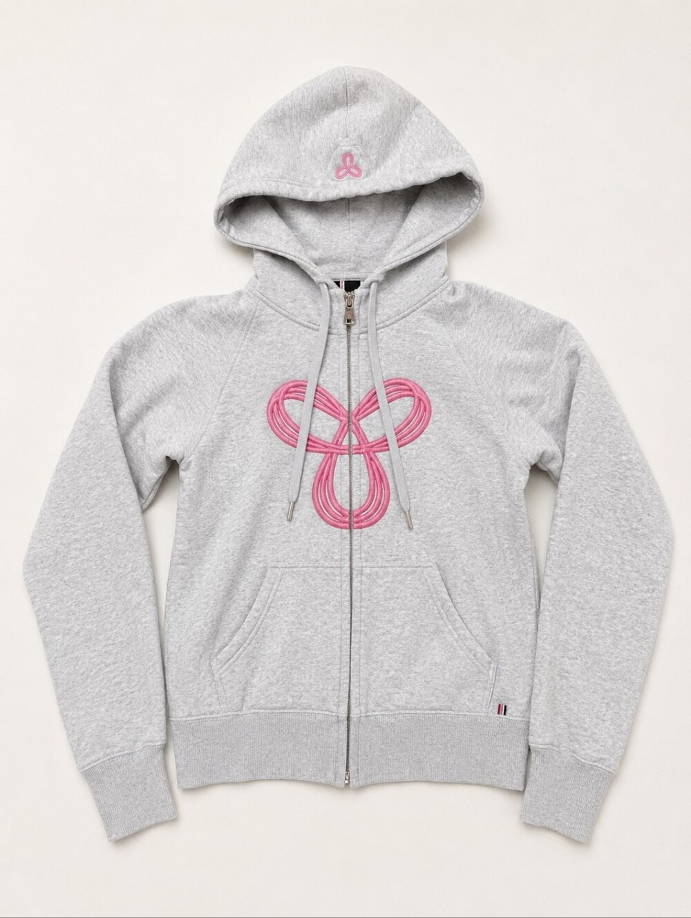 TNA Aritzia Zip-Up Hoodie Gray Pink Logo Cozy Fleece XXS